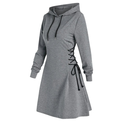 Tie Waist Mini Hoodies Dress