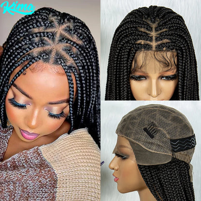 Synthetic Full Lace Wig Braided Wigs For Black Women Triangle Box Wig Braid 36 Inches Braiding Hair Knotless Box Braids Wigs