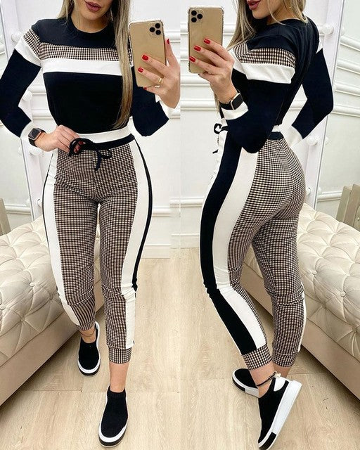 long Sleeve High Waist Pant Two piece Mesh