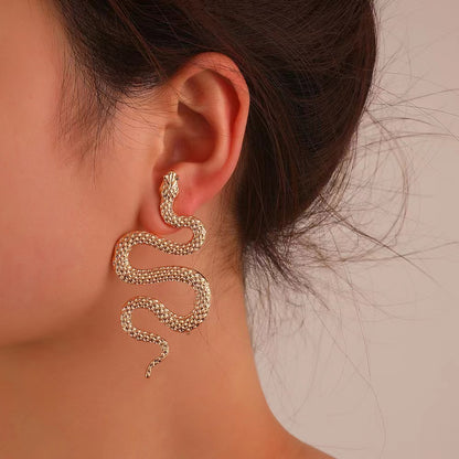 Three-dimensional Snake Earrings