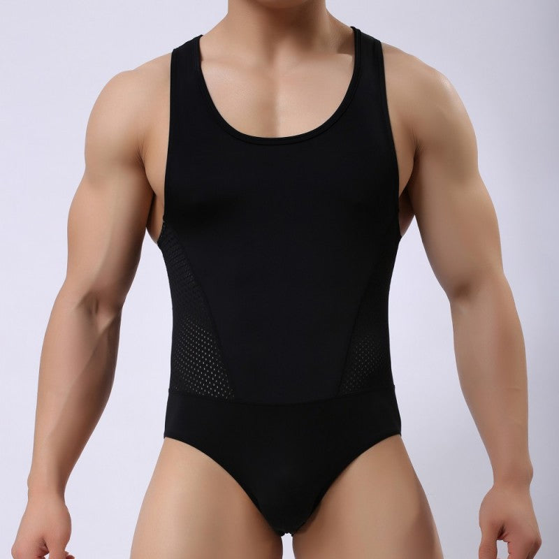 Ropa interior deportiva de natación con forma de cuerpo de una pieza para hombres