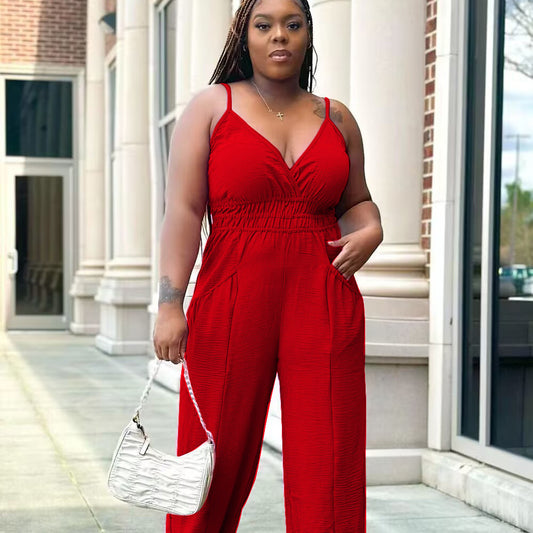 Women's Slip Plus Size Linen Jumpsuit