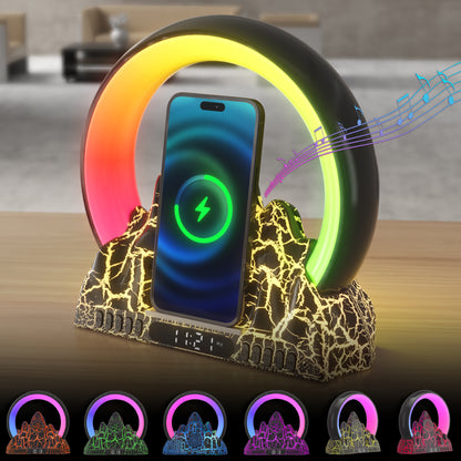 Flame Mountain Wireless Charging Alarm Clock