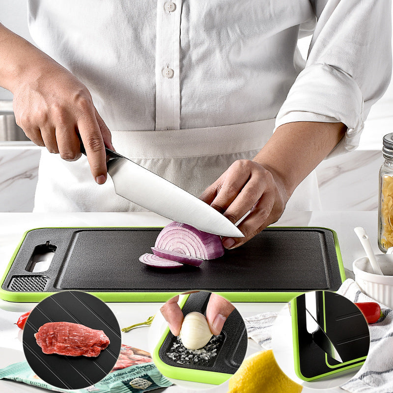 Double-side Cutting Board With Defrosting function and Knife Sharpener