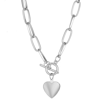 Metal Heart-shaped Photo Box Necklace