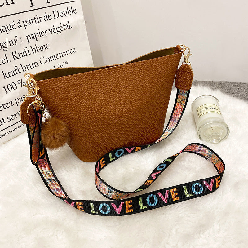 Bolso tipo cubo con estampado de cintura escapular para mujer, patrón de lichi