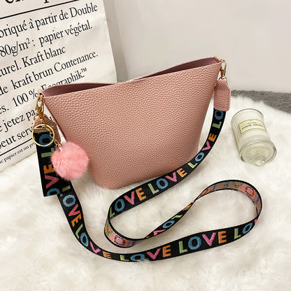 Bolso tipo cubo con estampado de cintura escapular para mujer, patrón de lichi